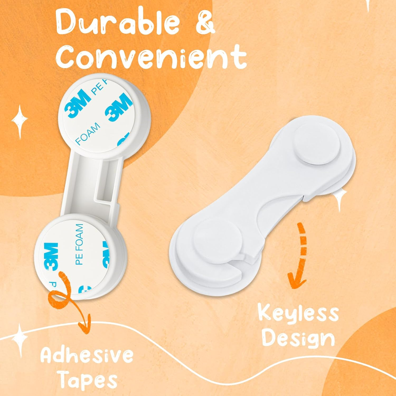 BLUEQUE Child Safety Locks - 12Pack Child Proof Locks for Cabinet Doors, Pantry, Closet, Wardrobe, Cupboard, Drawers, Childproof Cabinet Locks with Adhesive, No Drilling - Baby Proofing Cabinet Lock image number 5