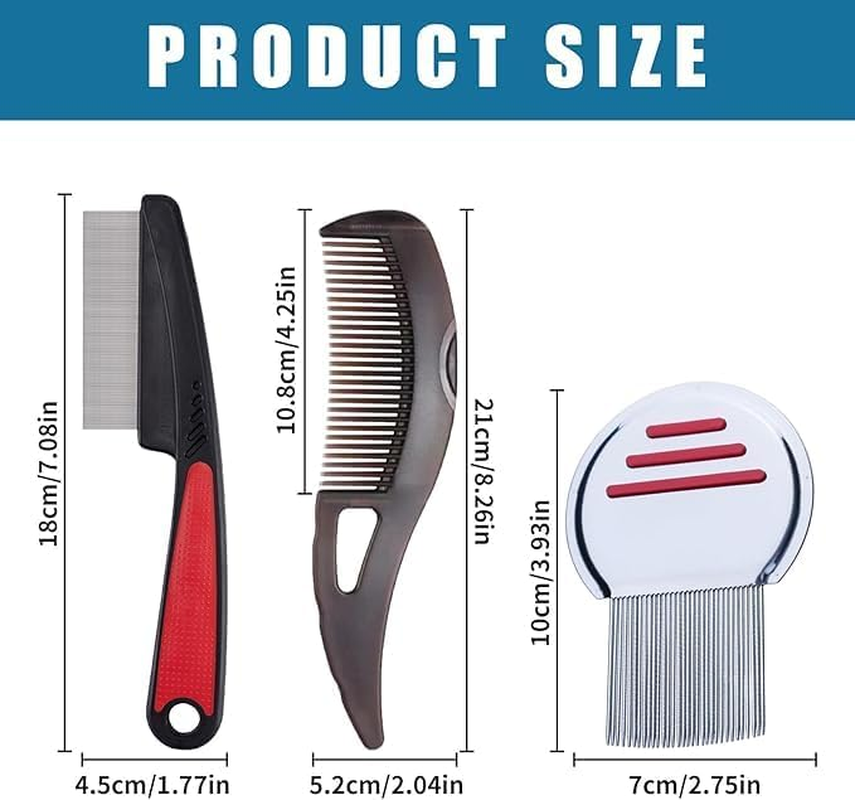 Dandruff Comb Hollow Tooth Dandruff Comb, 3Pcs Stainless Steel Fine Tooth Dandruff Remover Comb and Dandruff Relief Comb,Stainless Steel Scalp Sweep Detoxing Comb Fine Tooth Hairbrush Dandruff Comb image number 6