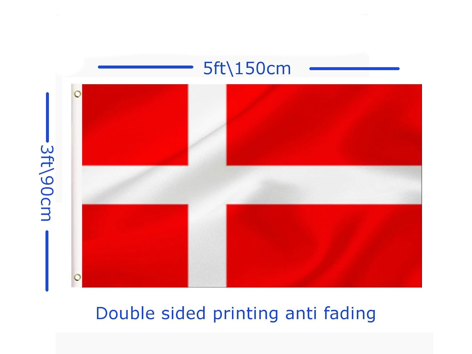 LARGE Danish Flag, 3X5Ft Denmark Flags Banner for Indoor Outdoor Decoration of Canada Yards.Parade or Express Mood
