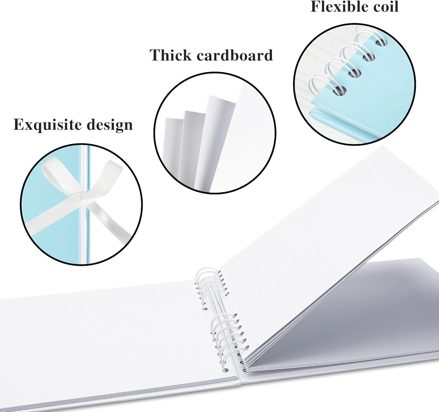 Scrapbook Memory Book with 20 Sheets White Pages 11.5X8.5 Inch DIY Album Set with Corner Stickers for Baby Shower Birthday Wedding Travelling, Blue image number 3