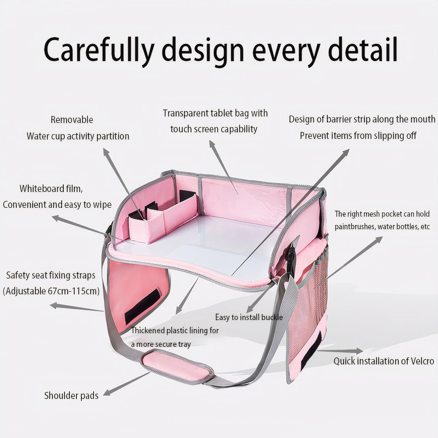 Kids Travel Tray Portable Foldable Car Seat Organize with Toddler Carrier Play Activity Table Booster Chair Travel Essentials Desk (Green)