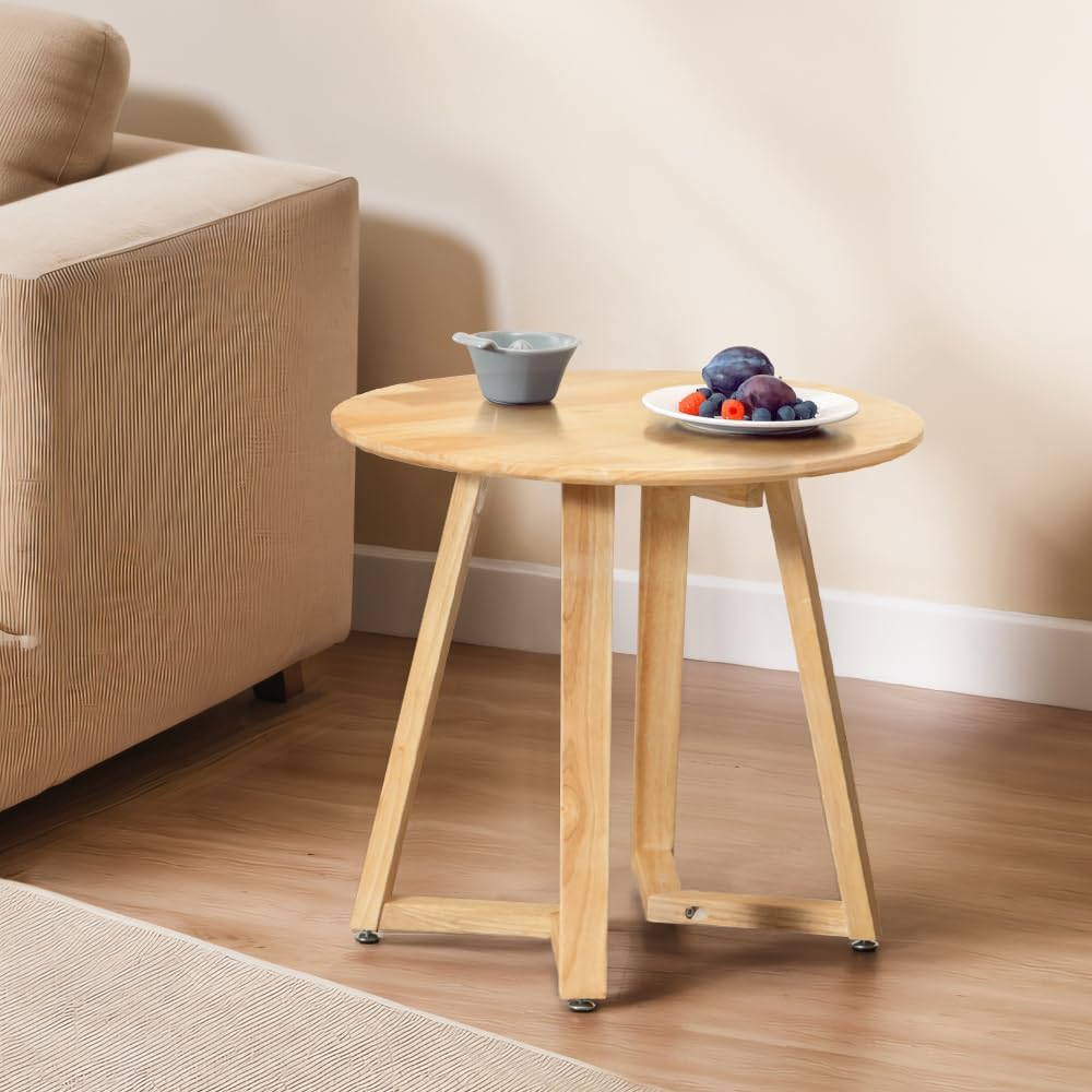 Furb round Coffee Table, Modern Accent Side Table with Adjustable Foot Pads & Sturdy Soild Wood Frame, Sofa Cocktail Table for Home, Living Room, Office, Balcony(60Cm, Oak) image number 5