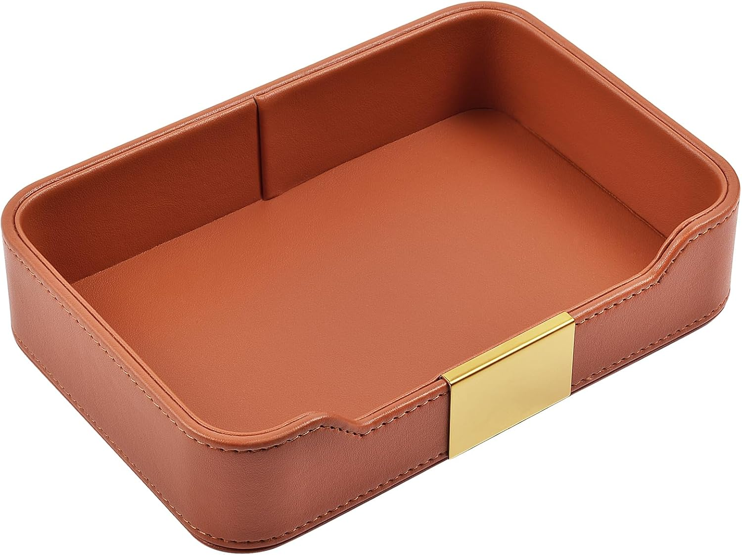 RHCSZ Leather Desktop Storage,Small Catchall Organizer,Luxury Decorative Tray,For Entryway Table to Hold Jewelry,Watch,Keys,Phone,Wallet,Orange, Hardware Tray-01 image number 6