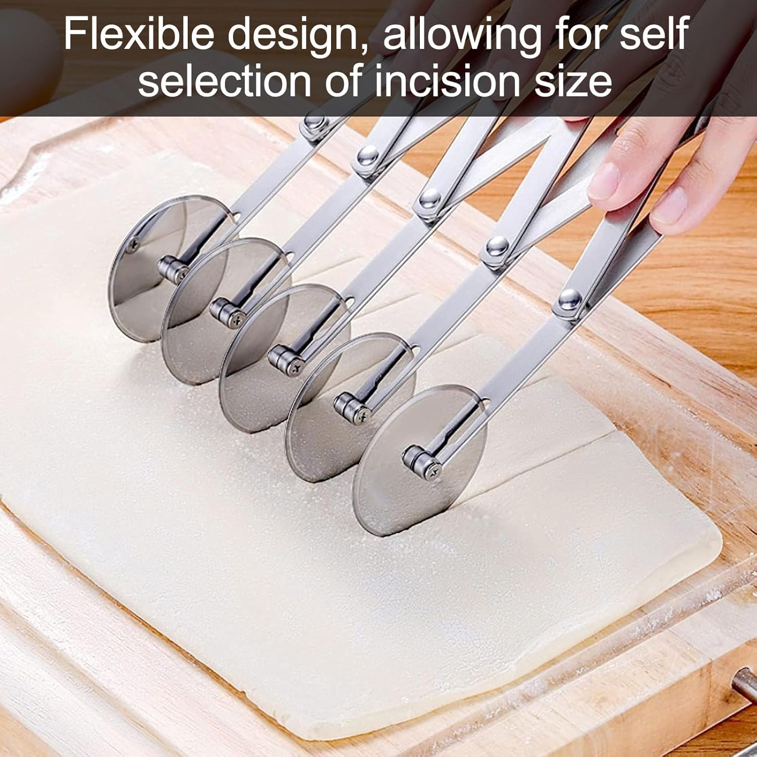 Cozioz 5-Wheel Stainless Steel Pastry Cutter, Multi-Functional Dough, Pizza, and Cookie Divider with Comfortable Handle image number 5