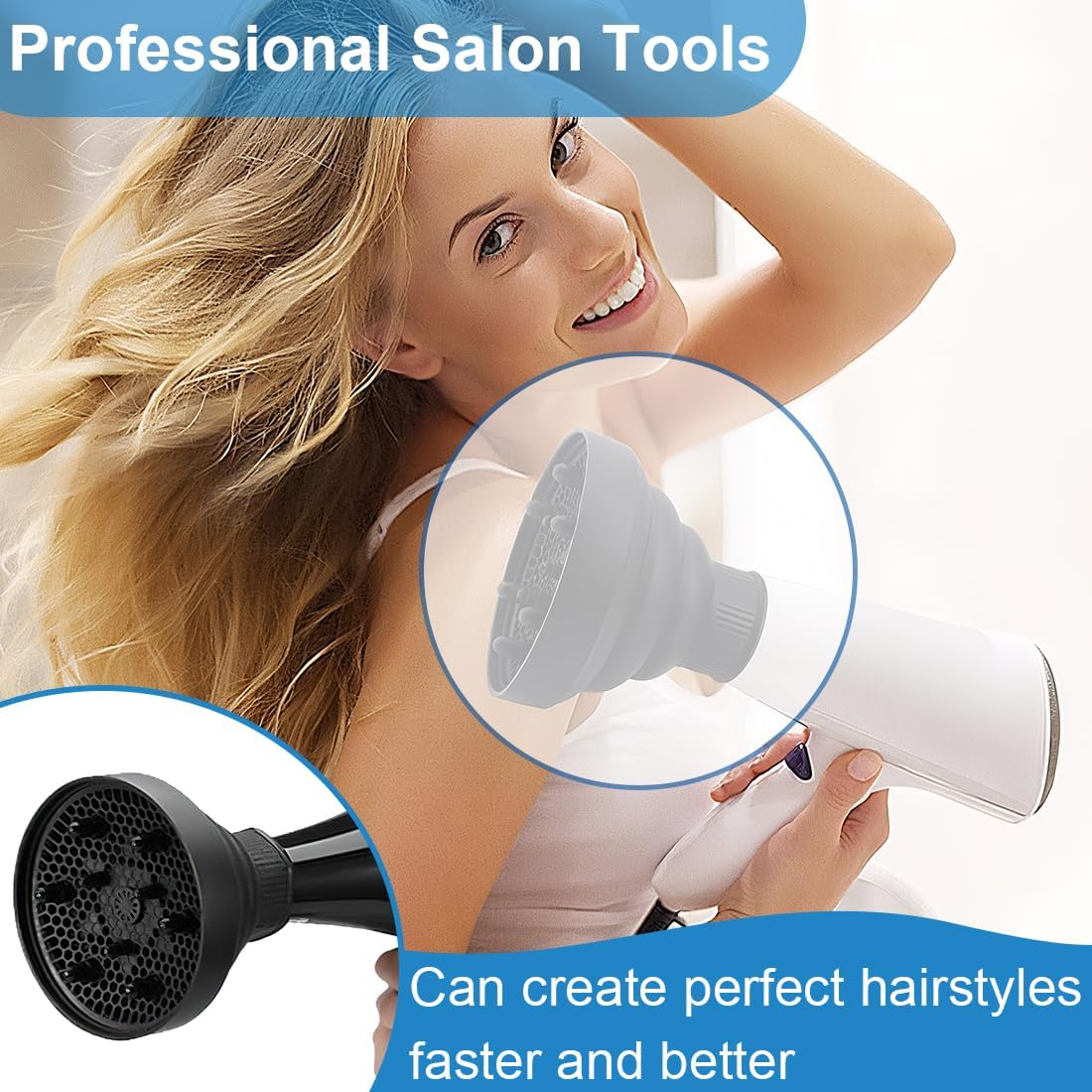 IKOPFLN Universal Foldable Hair Diffuser Hair Dryer Adaptable for Blow Dryer with Nozzle image number 2