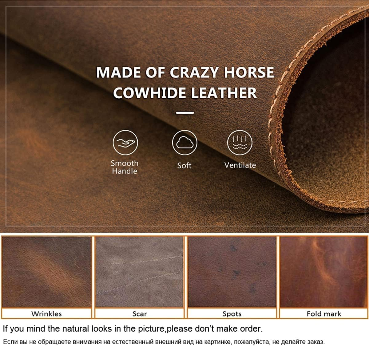 CONTACT'S FAMILY 90X45Cm Crazy Horse Leather Genuine Leather Extended Mouse Pad image number 5