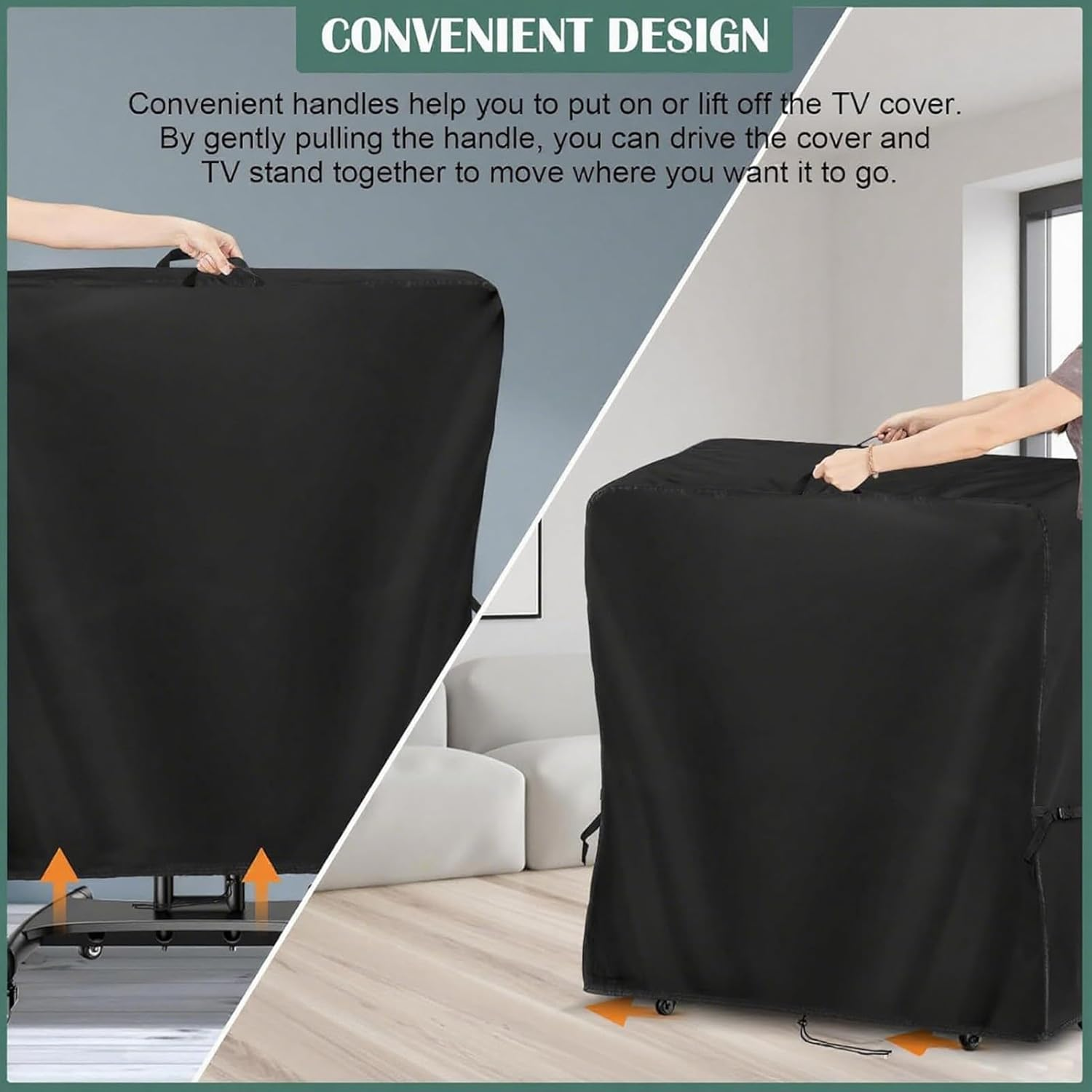 GEUGECY Outdoor TV Stand Cover | Mobile TV Stand Cart Screen Protectors - Waterproof Television Screen Protectors Shield for Patio Yard Lawn Garden Deck Backyard Courtyard image number 3