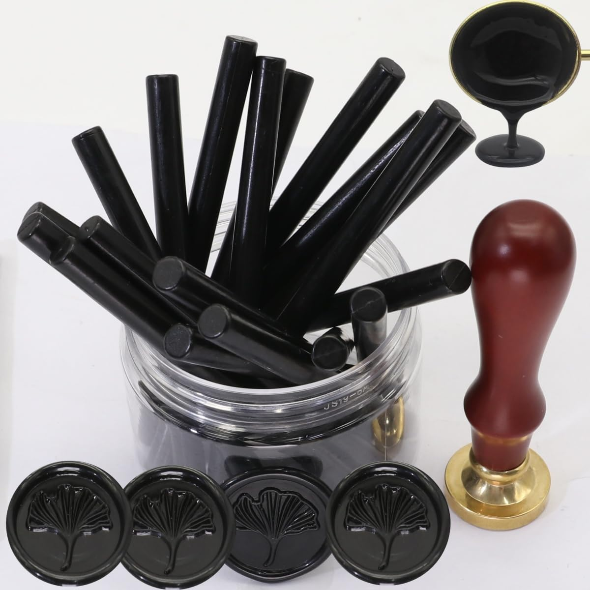 Black Wax Seal Sticks, Atopbb 30Pcs Glue Gun Wax Sealing Sticks for Wax Seal Stamp, Mini Wax Seal Gun Sticks for 0.28'' Glue Gun Wedding Invitations, Cards Envelopes (Black) - Macar Blue image number 5