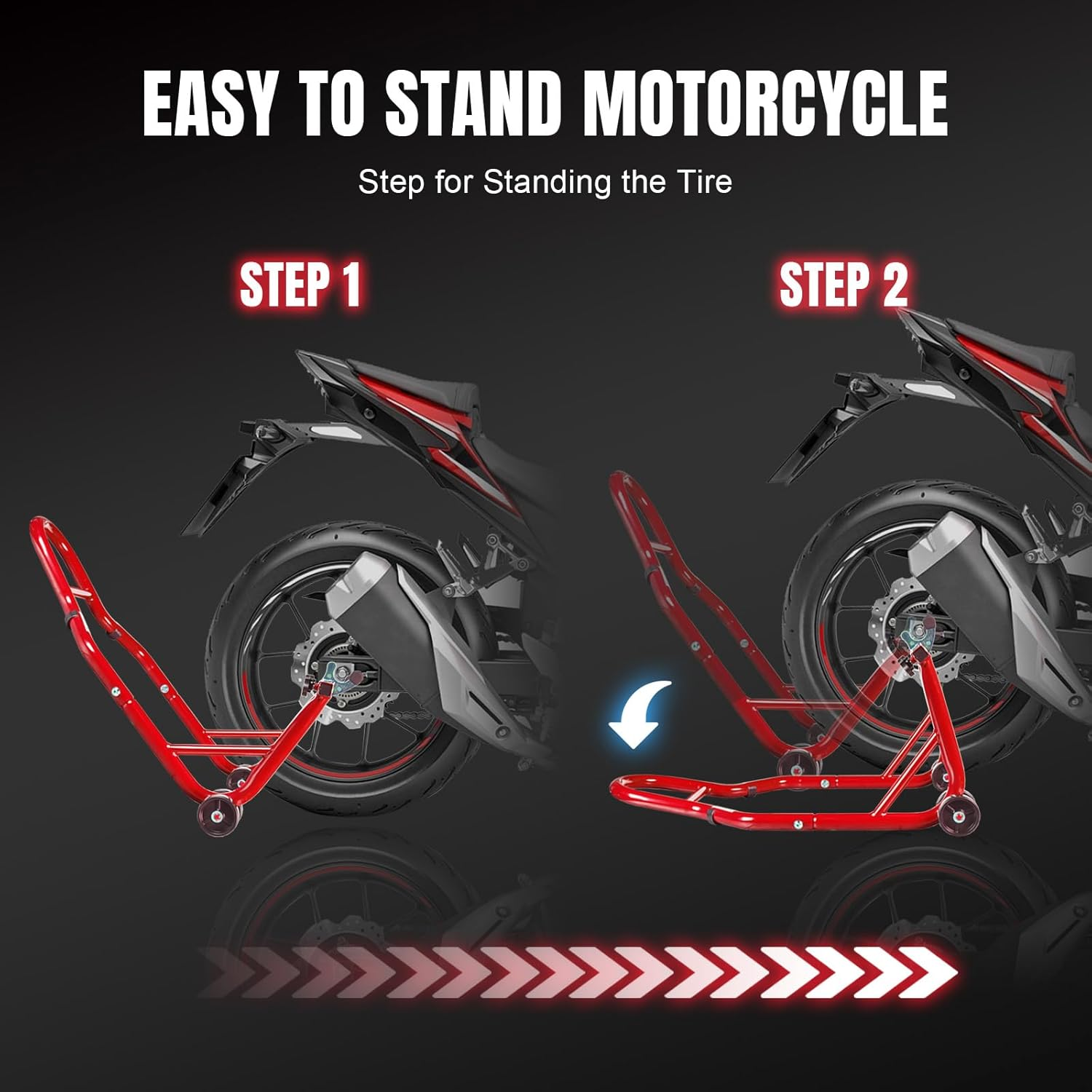 Jack Boss Motorcycle Stand Rear Combo Wheel Lift Stands, 500Lbs Capacity,Swingarm Spool Paddock Stands for Sport Bike,Fit for Yamaha Honda Kawasaki - Light Blue image number 2