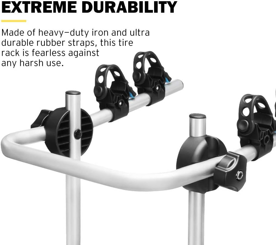 SAN HIMA 2 Bike Rack Spare Tire Rack, Bicycle Carrier Adjustable Support Arm with 2 Tightening Straps, Anti-Theft Design, Load Capacity 34KG Suits Sedan/Hatchback/Minivan/Suv image number 2