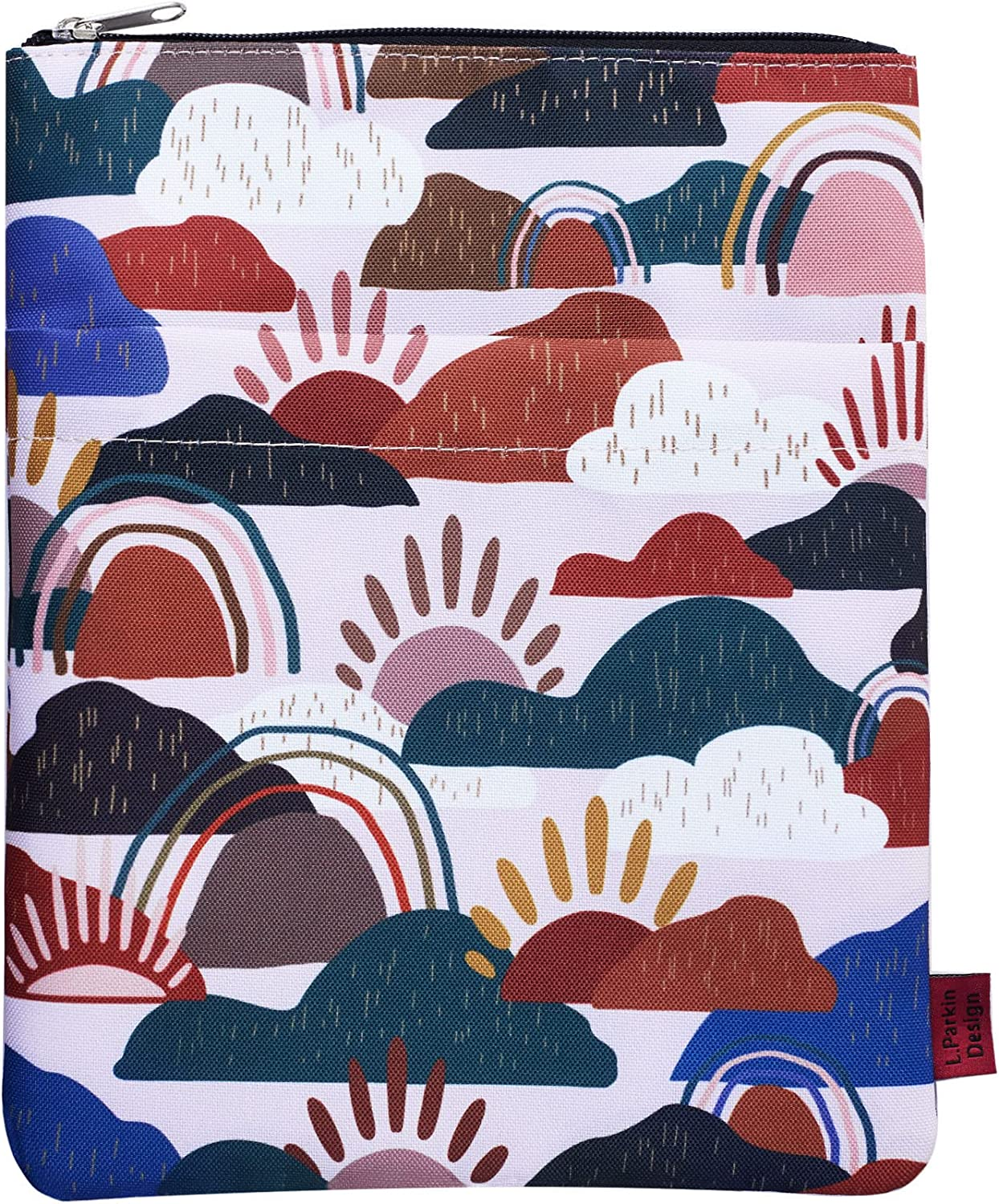 Whimsical Clouds Book Sleeve, Book Covers for Paperbacks, Washable Fabric, Book Sleeves with Zipper, Medium 11 X 8.5 Inch