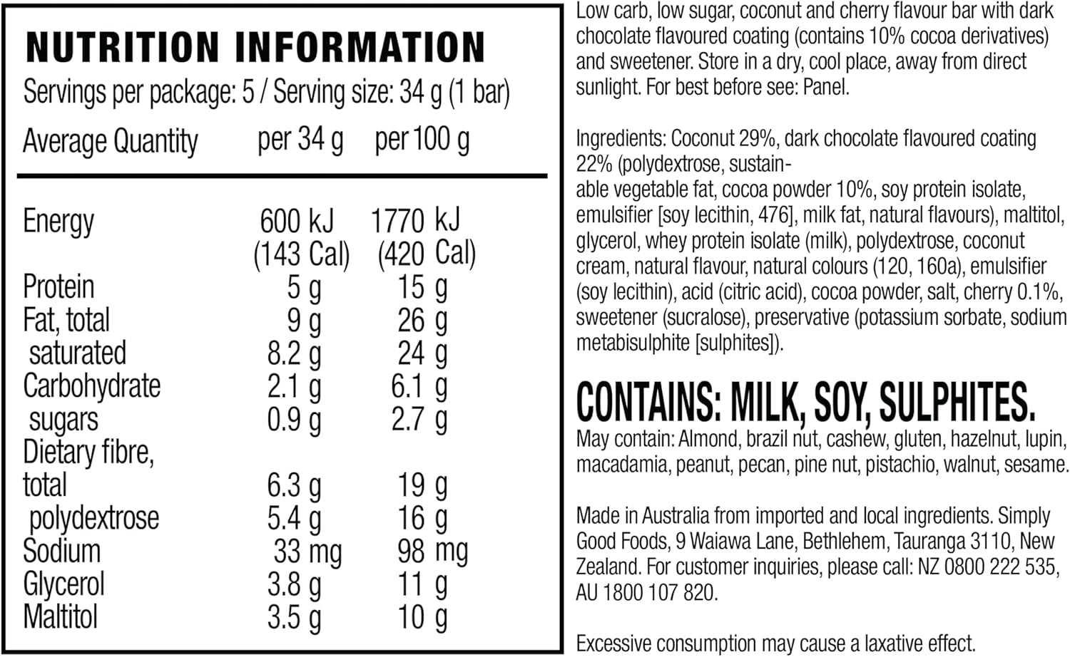Atkins Endulge Cherry Coconut Bars | Keto Friendly | 5 X 34G Low Carb Coconut Bars | Low Carb, Low Sugar, High Fibre | 5 Bar Pack image number 6