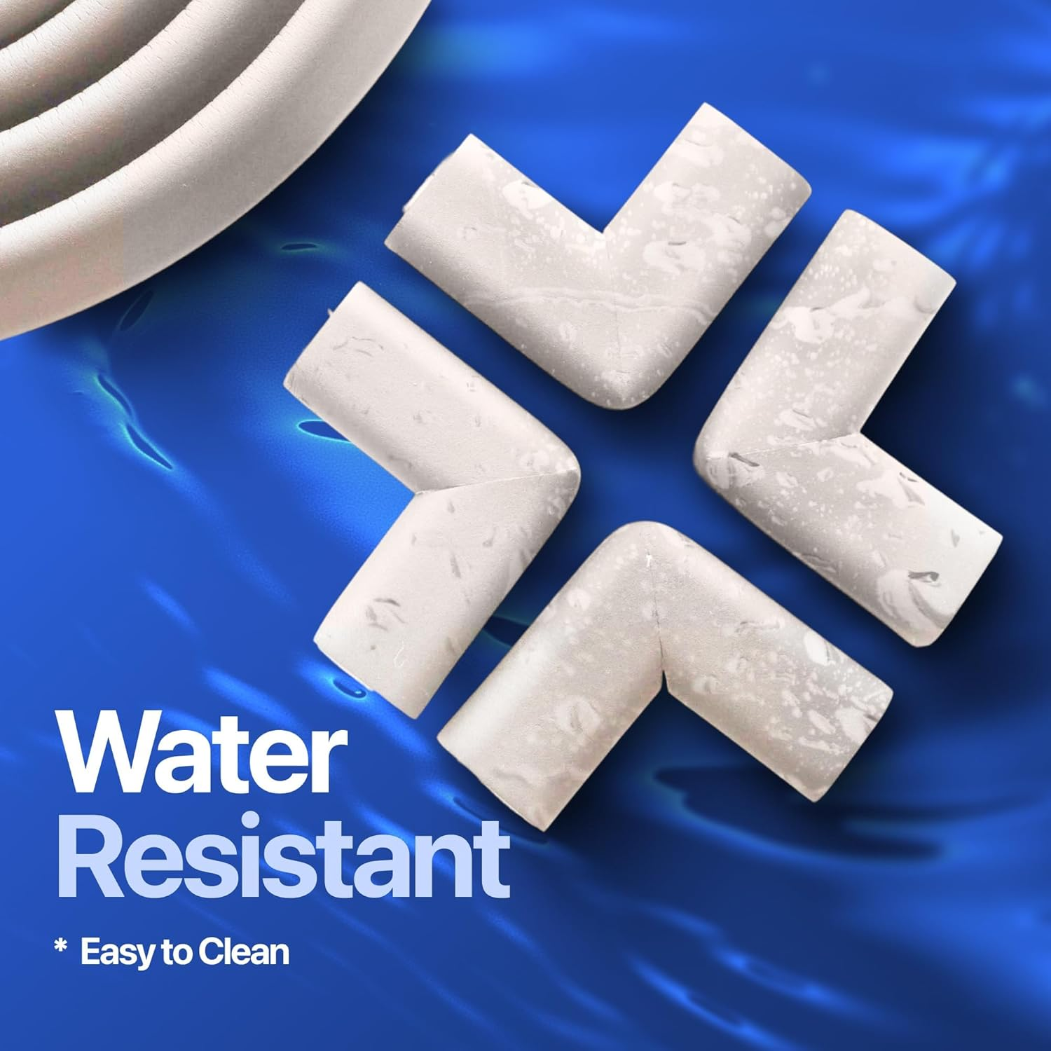 Furniture Edge and Corner Guards | 16.2Ft Protective Foam Cushion | 16.2Ft Bumper 4 Adhesive Childsafe Corners | Baby Child Proofing Foam Set and Safe for Table, Fireplace, Countertop | White image number 6