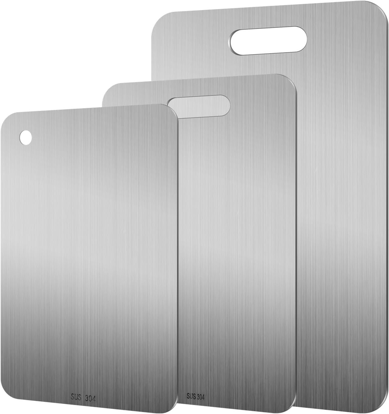 Hcskoss 3Pcs Titanium Cutting Board Set Cutting Mats Stainless Steel Cutting Board Hanging Chopping Board Set for Kitchen Home Cooking Outdoor image number 6