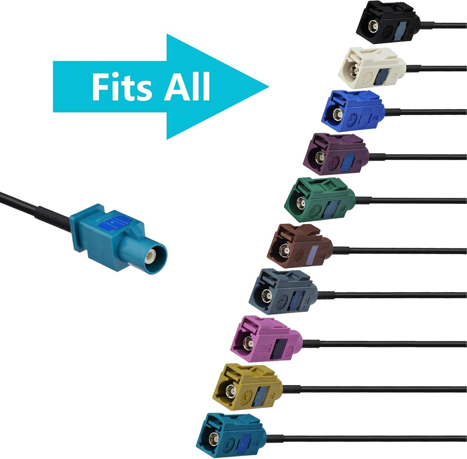 Bingfu Fakra Z Male to SMA Male Vehicle Aerial Antenna Adapter Cable 30Cm for Car Stereo Android Head Unit GPS Navigation FM AM Radio Sirius XM Satellite Radio 4G LTE TEL Telematics Bluetooth Module - Blue image number 7