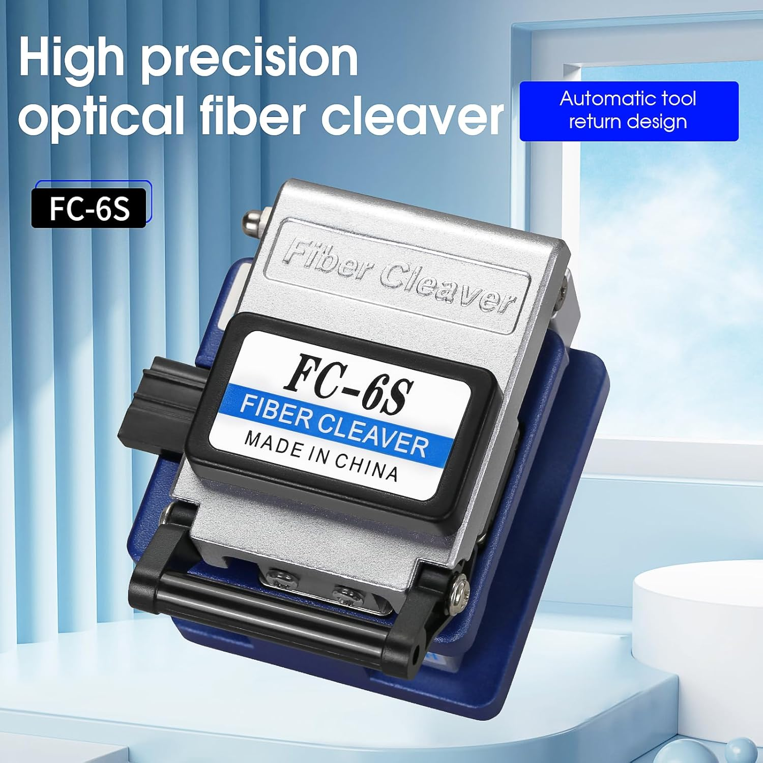 BAOSHLA 6S Optical Fiber Cleaver High Precision Stripping Tool Fiber Optic Cable Cutter Automatic Tool Return 16 Cutting Points 48000 Times Cold Joining Fiber Cutting Knife with 1Pcs Spare Blade image number 1