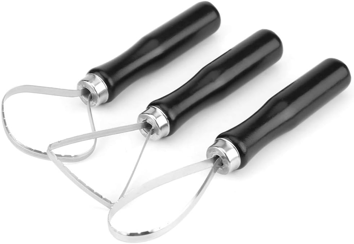 3 Pcs/Set Wax Pottery Tool Wooden Pottery Clay Carving Tools Pottery Clay Sculpture Carving Tool Clay Sculpture Big Loop Tool for Rock Painting, Pottery Clay Modeling Embossing Nail Art DIY image number 6