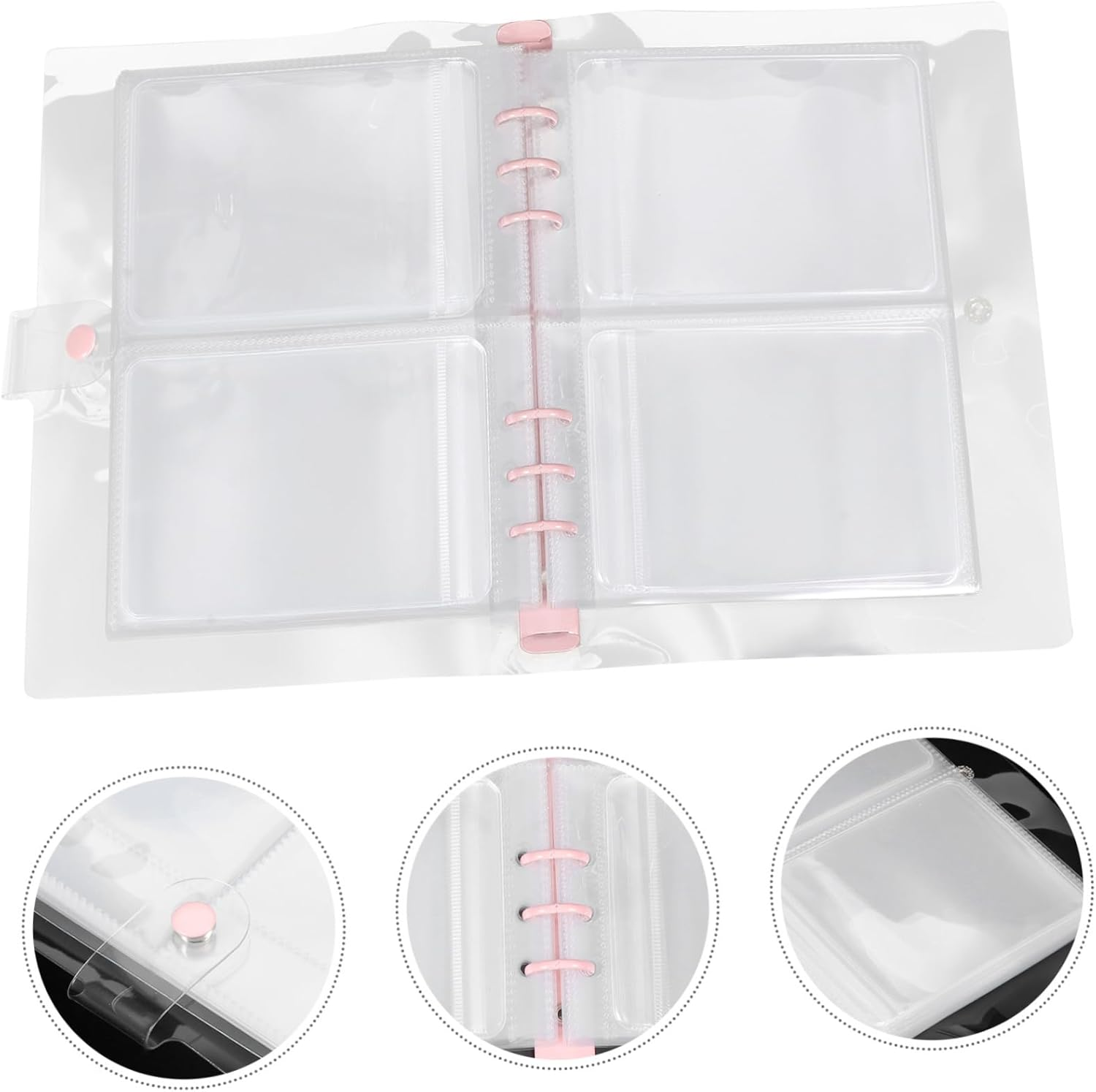 CHILDWEET Jewelry Storage Bag Self-Sealing Pockets Pink Compact Jewelry Organizer Travel Ring Earring Necklace Book image number 6