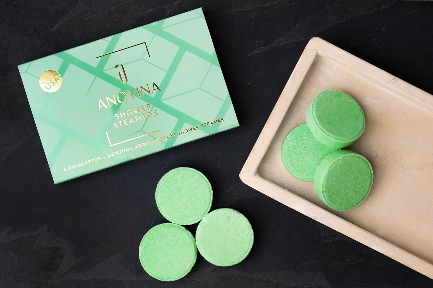 Anovina 6XL Eucalyptus Shower Steamers with Menthol &ndash; Aromatherapy Gift Box Made in USA with All Natural Ingredients. Self-Care Shower Bombs & Valentine'S Gift for Women & Men! image number 1