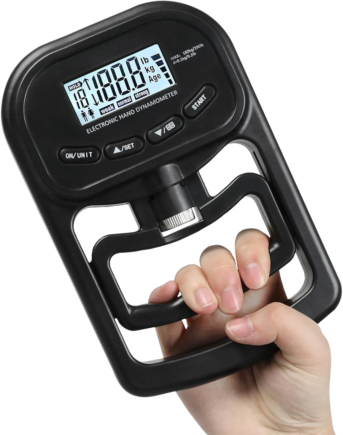 Centra Hand Dynamometer Grip Strength Trainer, Digital Hand Grip Strength Tester, Grip Strength Measurement Exercise,Auto Capturing Electronic Hand Grip Power 180Kgs for Sport Home School Use image number 4