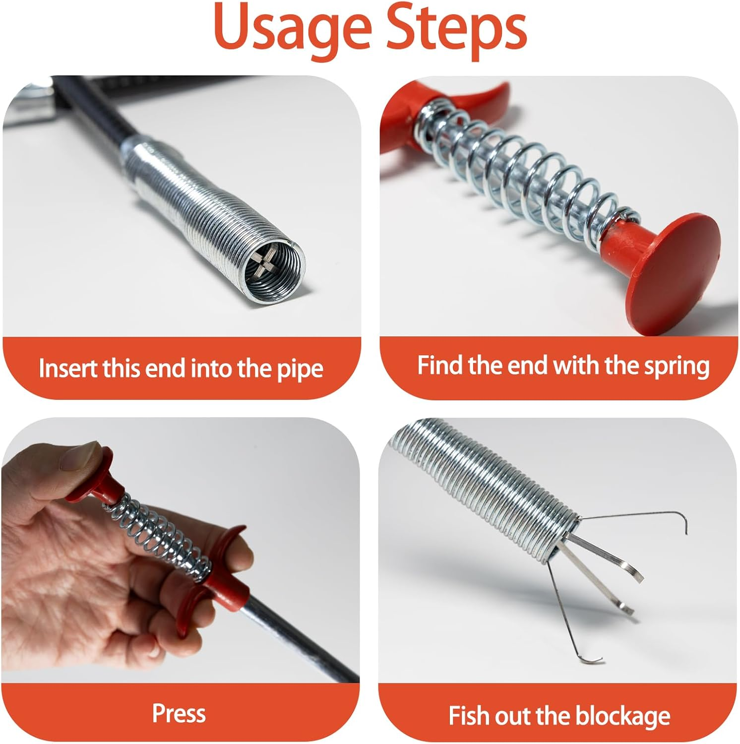 4 Pcs Rough Plumbing Supplies, Flexible Drain Snake Cleaner Set with Strong Grip and Deep Reach Design, Reusable Drain Unclogger and Pipe Cleaner for Kitchen Bathroom Sink Shower Sewer Maintenance image number 3