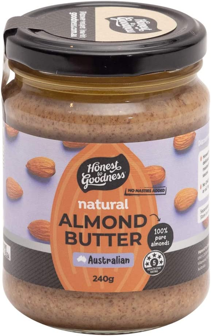 Honest to Goodness, Almond Butter, 240 G - Nothing but Nuts! Made with 100% Pure, Oven-Roasted Australian Almonds. Creamy Naturally Sweet and Slightly Salty Spread. image number 2
