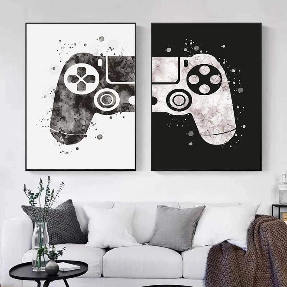 Gaming Room Decor Video Game Themed Wall Art - Black and White Canvas Painting Posters and Prints for Kids Teen Game Room - Unframed image number 3