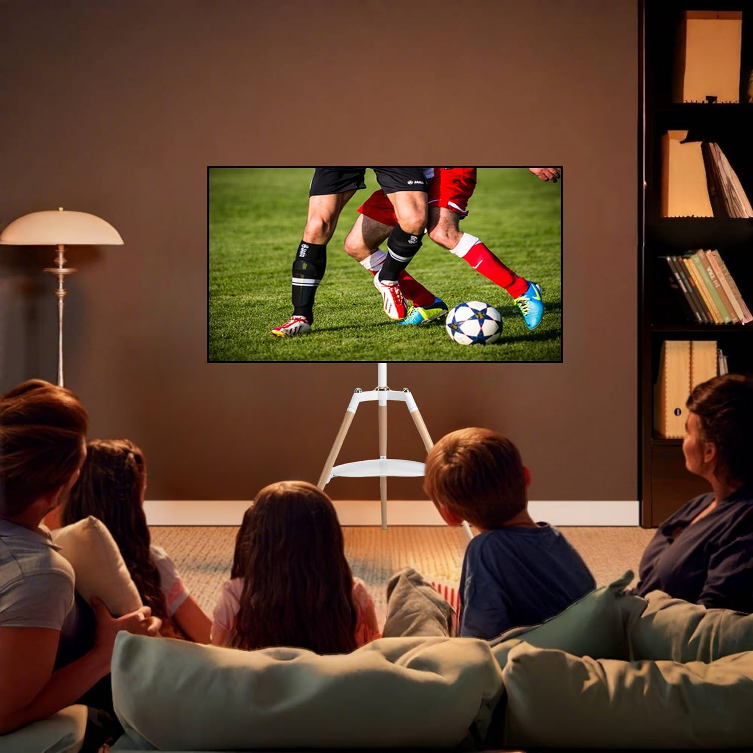 NOAEOU Fit 32-65 Inches Screen Floor TV Stand, Height Adjustable Studio Tripod Easel TV Display Stand for Bedroom, Living Room (White) - White image number 2