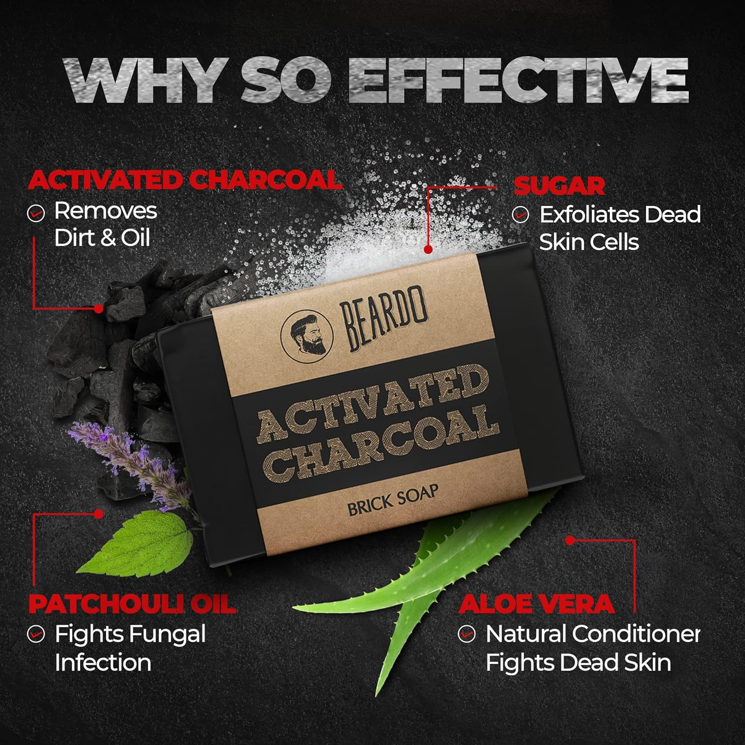 Beardo Activated Charcoal Brick Soap - 125G (Set of 3) image number 6