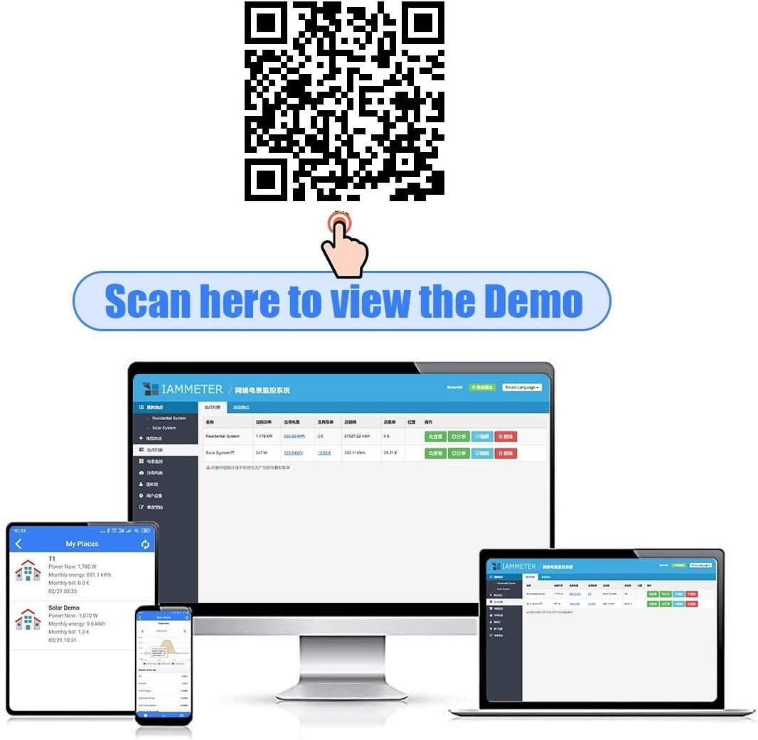 IAMMETER Bi-Directional Single Phase Wifi Energy Meter,Wem3080,150A,50Hz,Din Rail,Split Core Ct,Can Monitor Solar PV System,Can Integrate with Home-Assistant, RCM Compliance image number 5