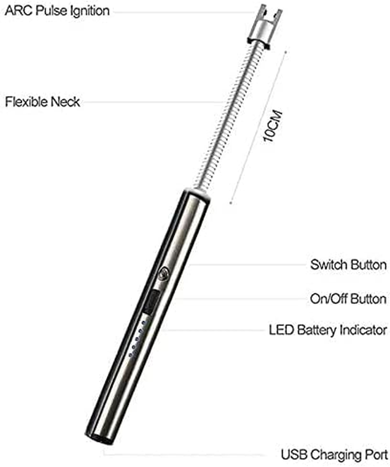 Kitchen ARC Flameless USB Kmest Lighter BBQ Windproof Portable Candle Rechargeable (Silver) image number 3