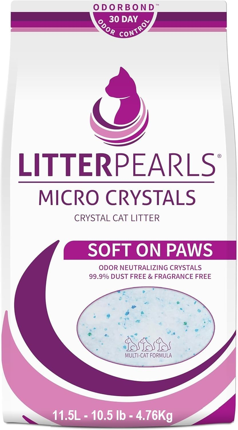 Litter Pearls Micro Crystals Cat Litter, 10.5 Lb, Clear with Blue (10610)