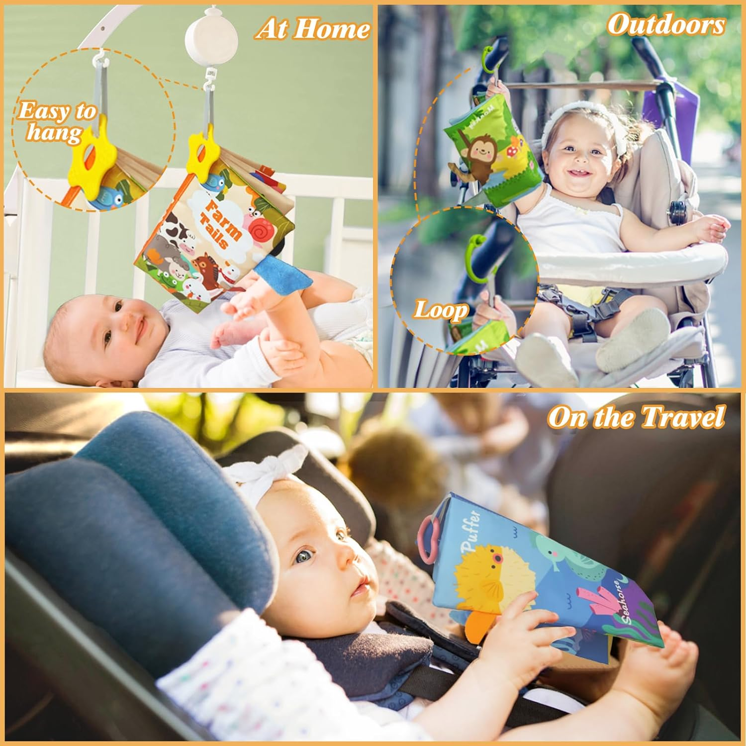 PELOSTA Baby Book Toys 0-6-12 Months, 3PCS Touch Feel Crinkle Books for Infants Newborns,Baby Sensory Toys for Tummy Time/Stroller/Car Seat,Montessori Learning Toy for 3 6 9 12 Months image number 5