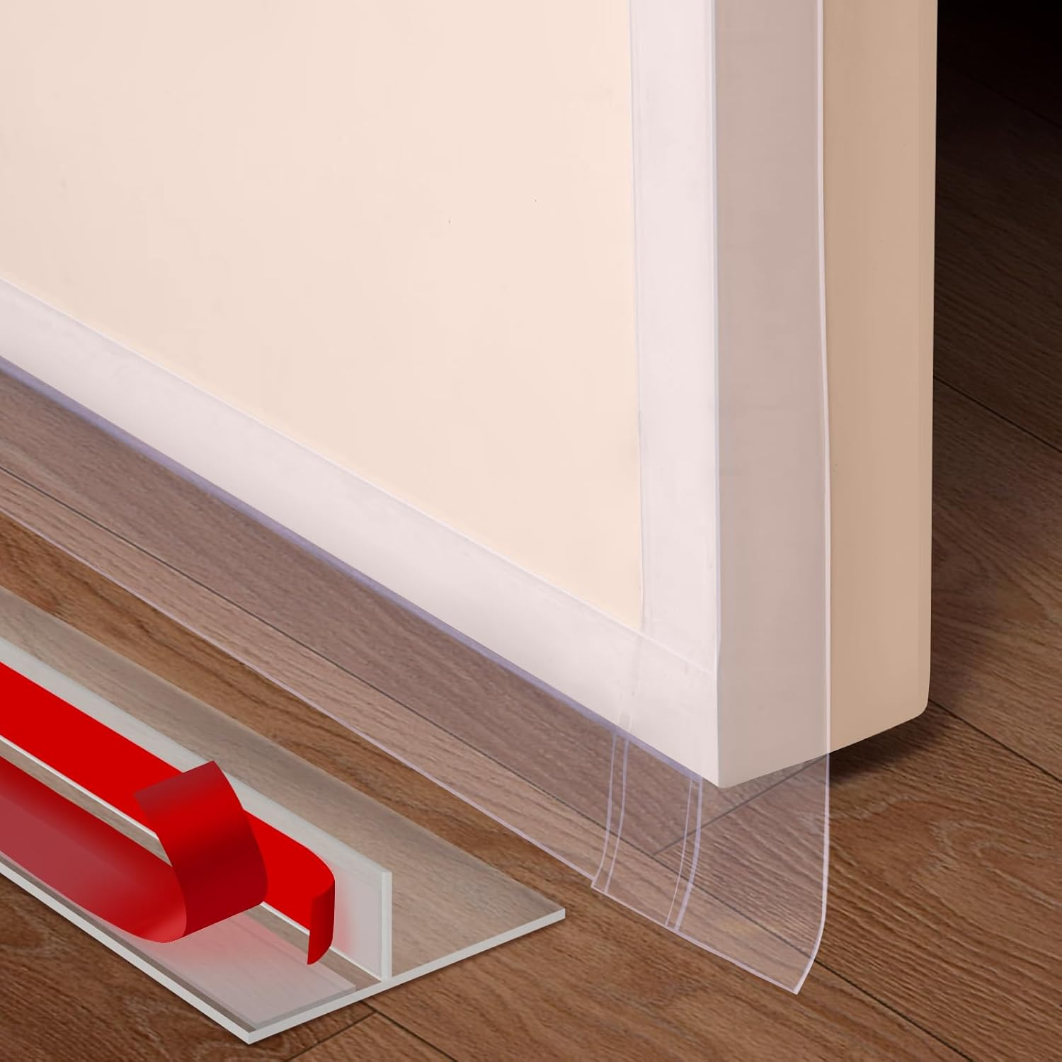 【New Upgrade】 Silicone Door Weather Stripping Door Seal Strip, 19.7 Feet Self-Adhesive D-Shape Door Insulation Strip for Door Frame& Window