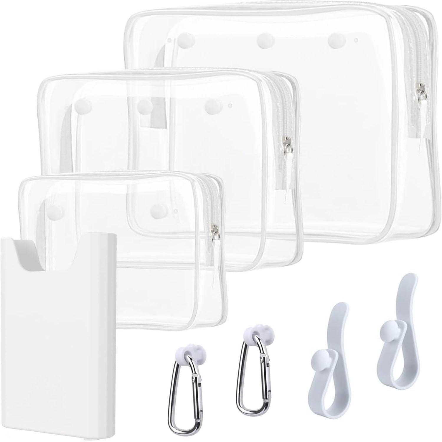 Clear Toiletry Bags - Croc & Bogg Bag Style Rubber Tote, Travel Toiletries & Makeup Organizer, Beach Bag with Accessories, Ideal for Australian Travelers (White Set of 4) - Black Set Of 4 image number 6