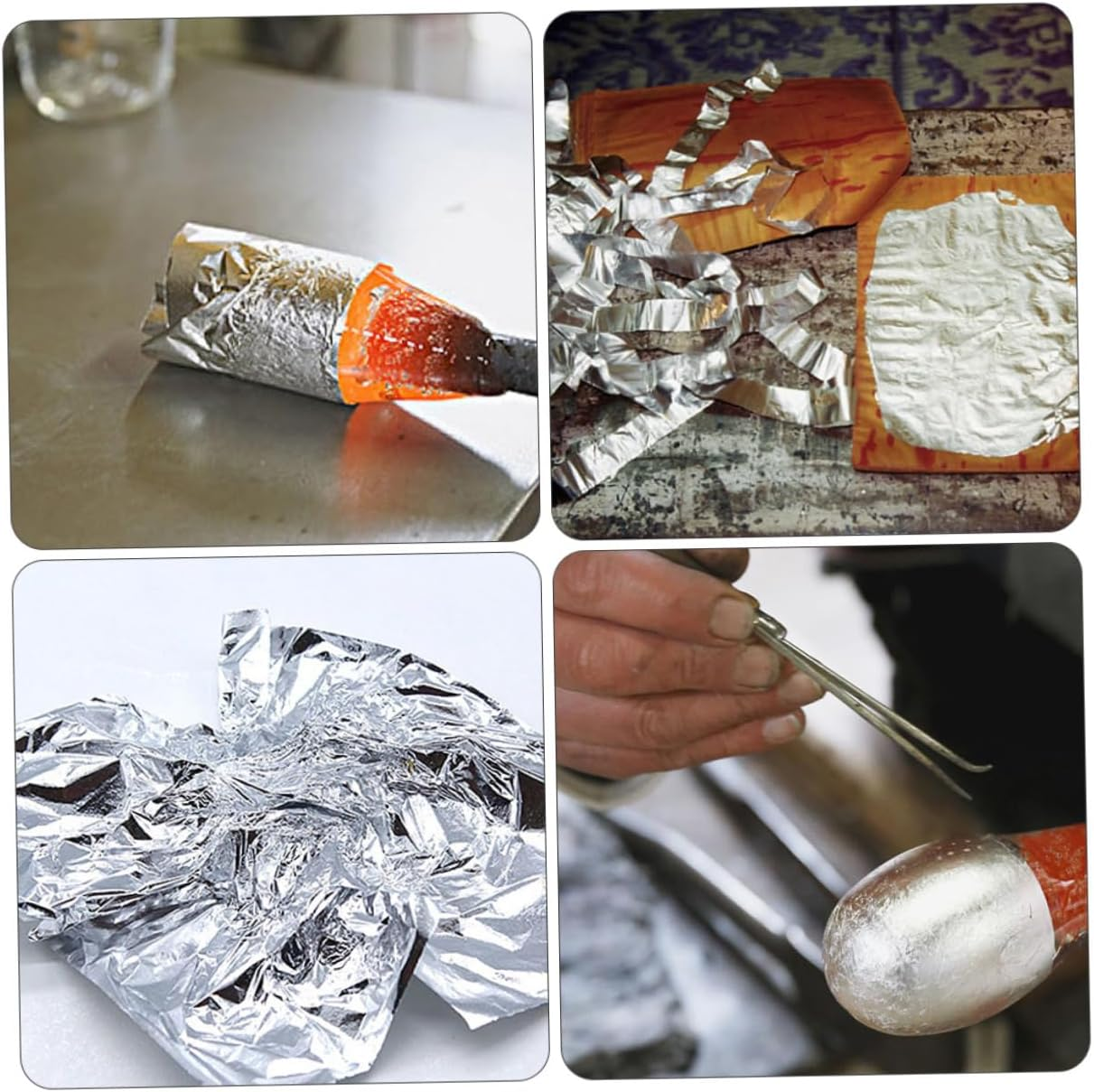 Jojofuny 200Pcs Silver Foil Leaves for Art Crafts Gilding Foil Decorations Square Design image number 6