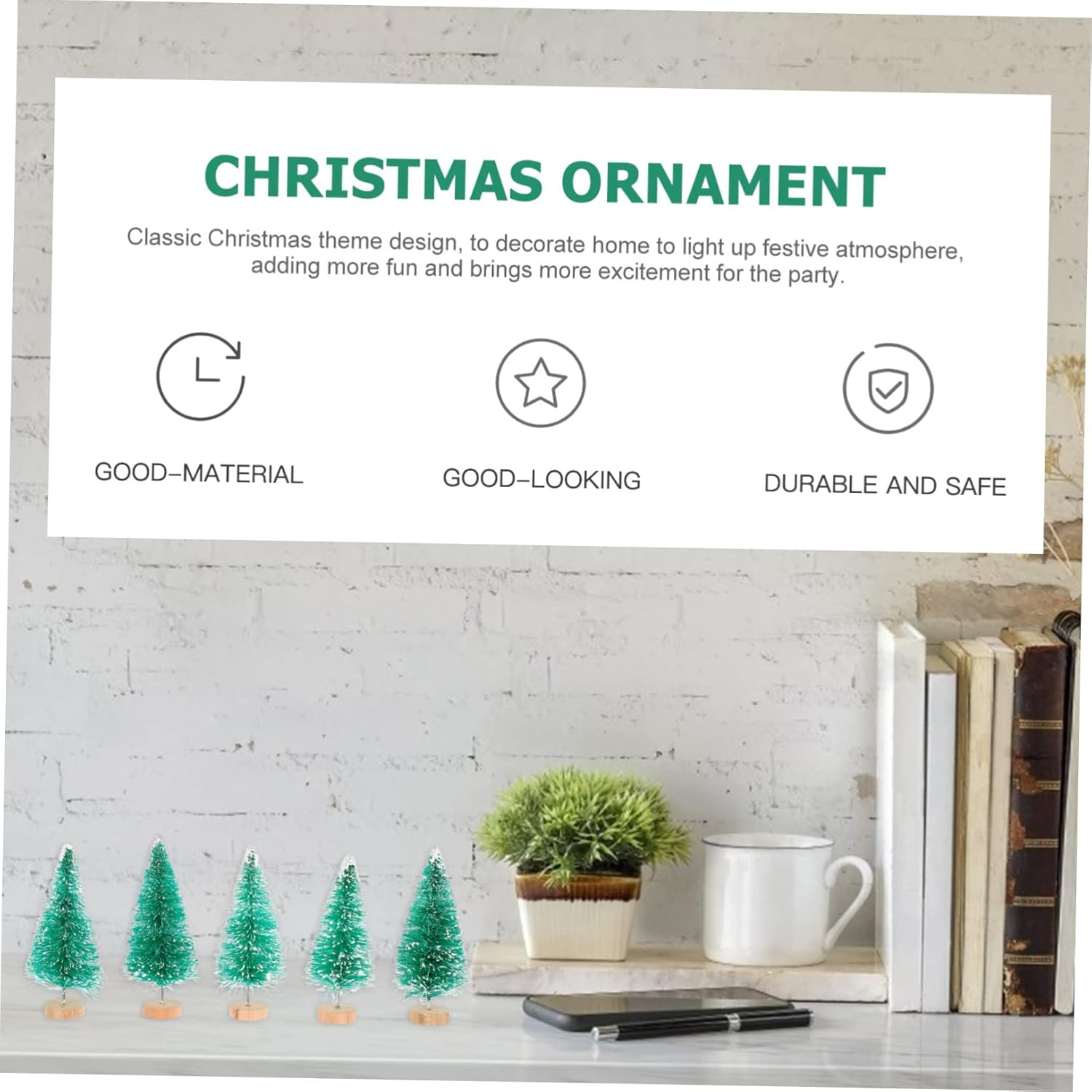 Outanaya 12Pcs Christmas Tree Desktop Decor Boxed Pine Trees for Holiday Party Home and Office Decoration and Lightweight Adornment image number 4