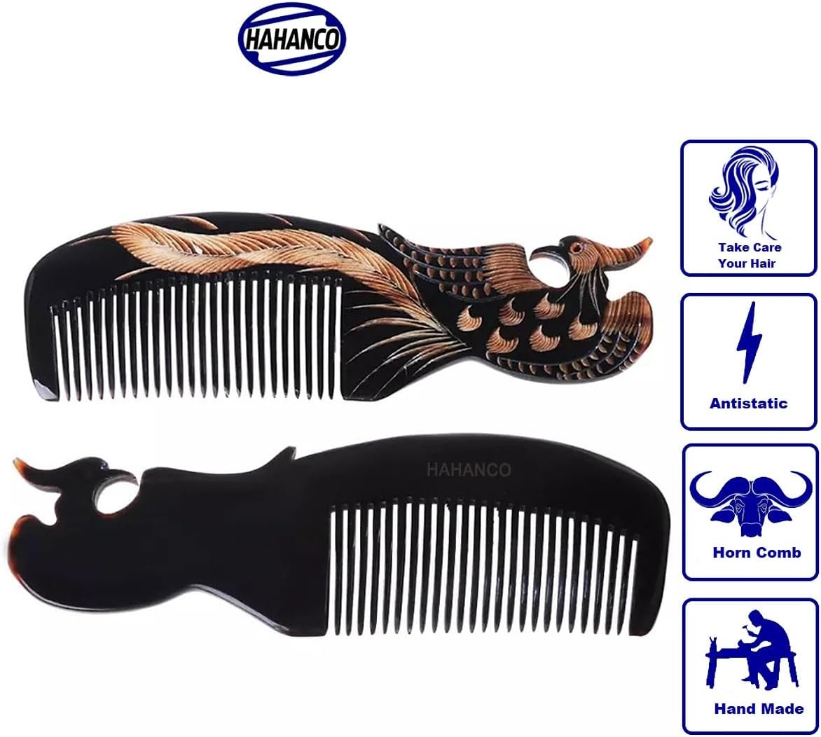Phoenix-Shaped Black Horn Comb image number 2