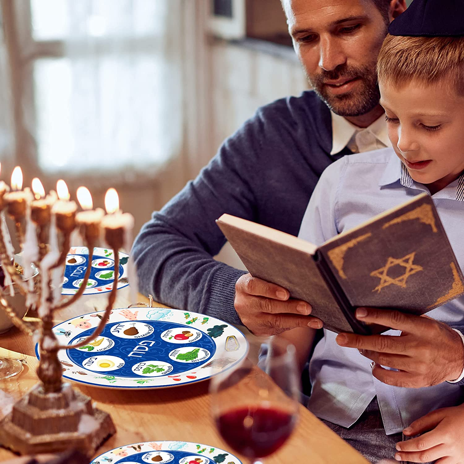 50 PCS Renaissance Design Seder Plates for Passover - 9 Inch Disposable Pesach Plates for Foods, Deluxe Quality Party Table Decorations image number 1