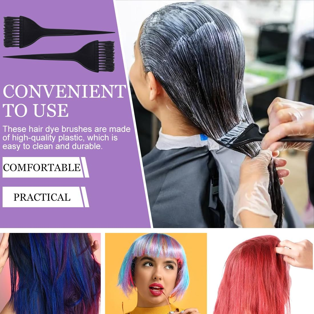 5 Pieces Hair Dye Brush, Brush Hair Dye, Hair Dye Comb Brushes, Applicator Tools, Hair Dye Brush Applicator for Barbershop and Home image number 2