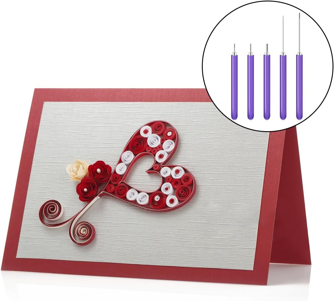 WELANE Paper Quilling Tools Slotted Kit, 5 PCS Paper Craft Quilling Tool Kit for Art Craft, DIY Paper Card Making (5 Kinds)