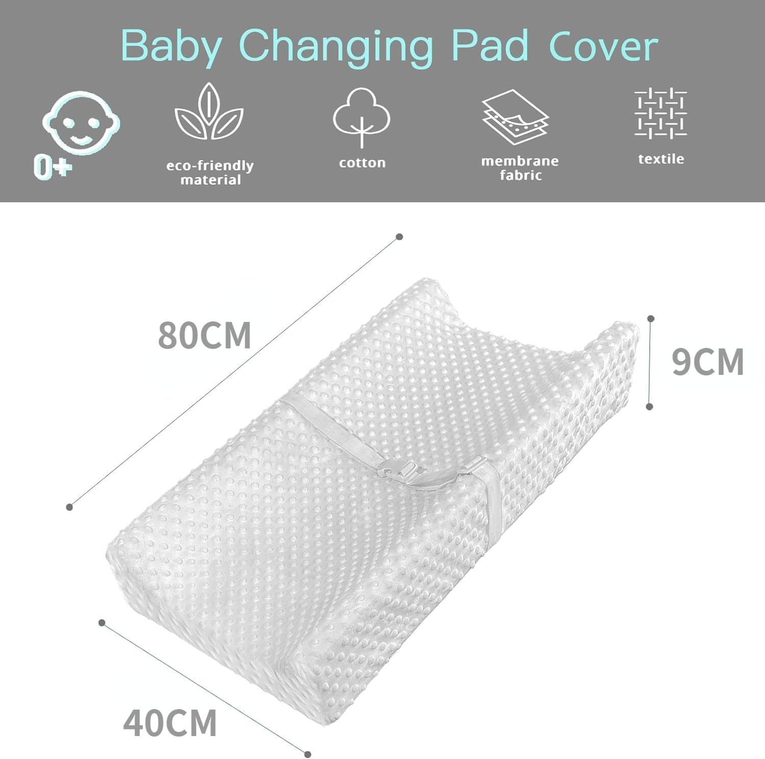 Baby Diaper Changing Pad with Washable Cover, Waterproof & Non-Slip Baby Change Mat for Infant Newborn, Cozy & Breathable Baby Change Table (Changing Pad + Cover (Grey Dots))