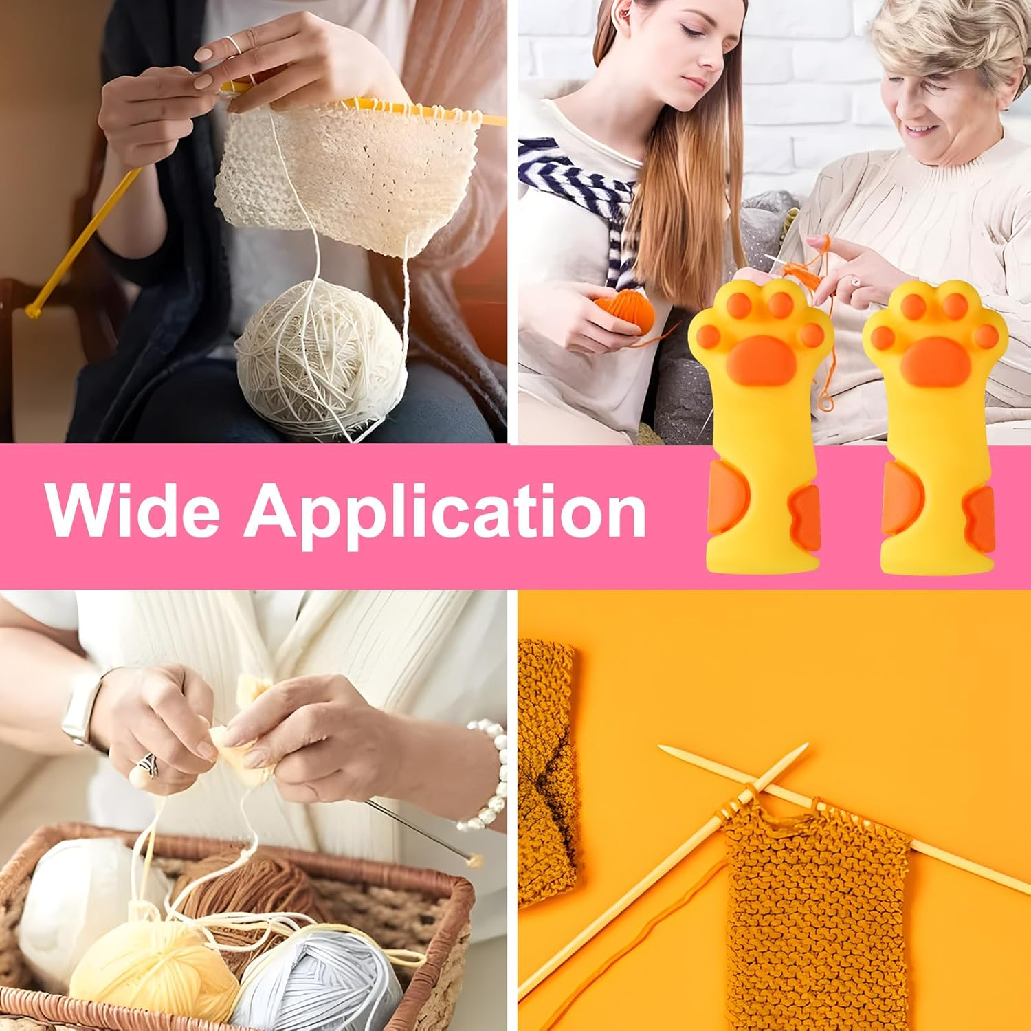 8Pcs Cat Paw Knitting Needle Stoppers, Silicone Cute Knitting Needle Point Protectors Caps Stitch Needle Tip Covers Knitting Accessories for 11-17 (0.31-0.5 Inch) Needles (Color Combination 1) image number 6