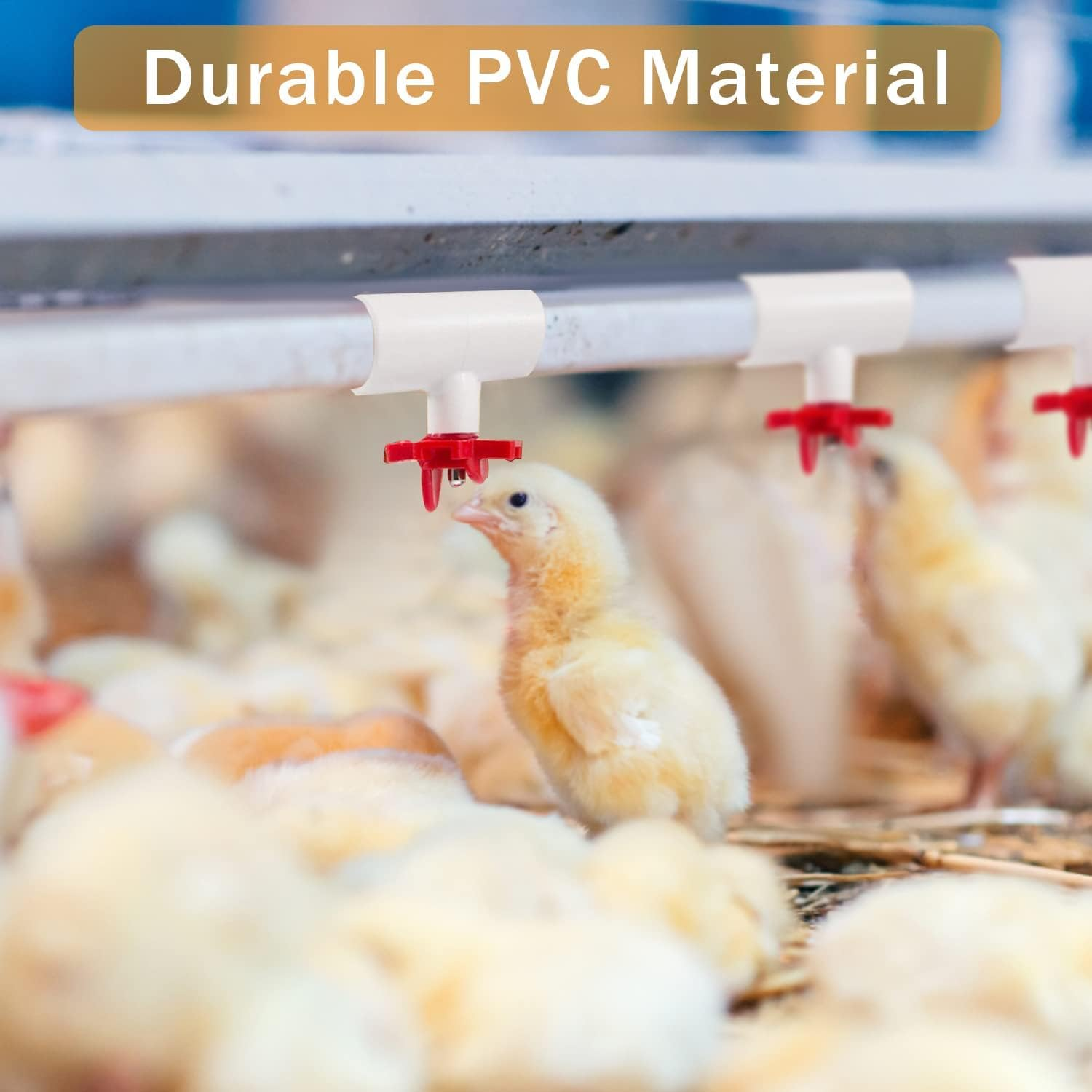20 Pieces Chicken Waterer PVC Tee Fittings, Automatic Poultry Waterers PVC Fittings for 1/8" FTP Threads, Chicken Water Drinker and Feeder Cups for Poultry Nipples Chicken image number 3