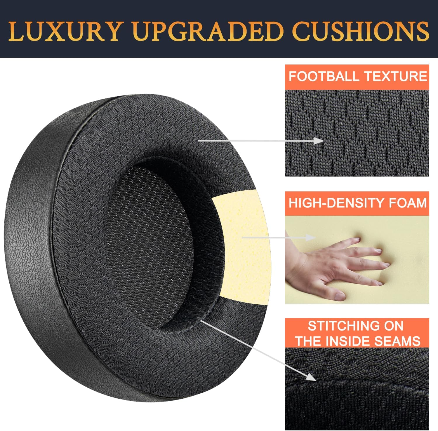 SOULWIT Mesh Fabric Earpads Replacement for Corsair Virtuoso RGB Wireless XT SE Gaming Headset, Ear Pads Cushions with High-Density Noise Isolation Foam, Added Thickness - Black - Mesh Fabric-Coffee image number 2
