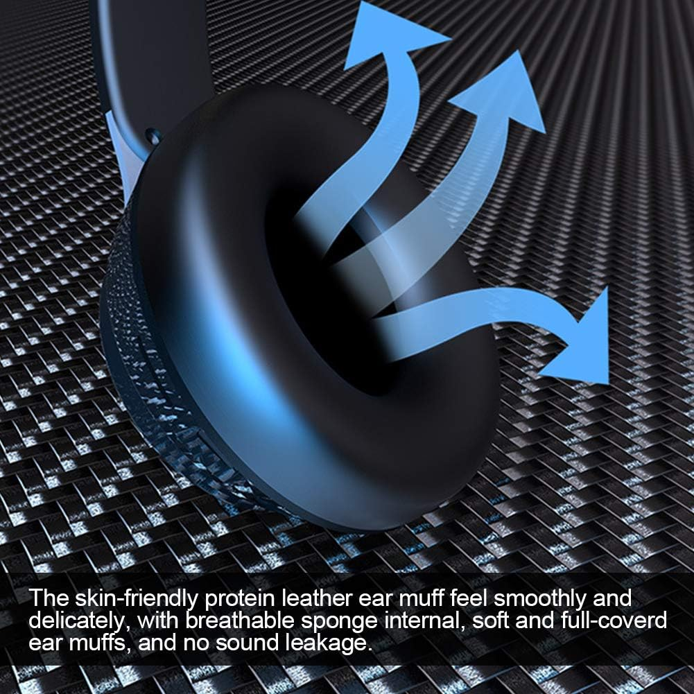 Wireless Headphones, Bluetooth 5.0 Earpiece, Wireless over Ear Headset Noise Canceling Foldable Gaming Headsets with Microphone for PC Office Phone Call(Black) image number 4