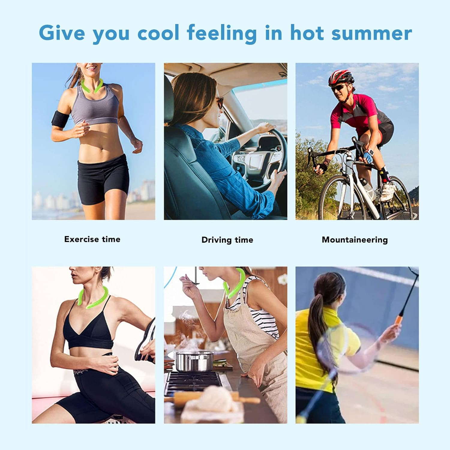 Neck Cooling Tube, Wearable Cooling Neck Wraps for Summer Heat Hands Neck Cooler, Reusable Cold Gel Ice Pack, Personal Air Conditioner for Indoor Outdoor Workers, Sports image number 6