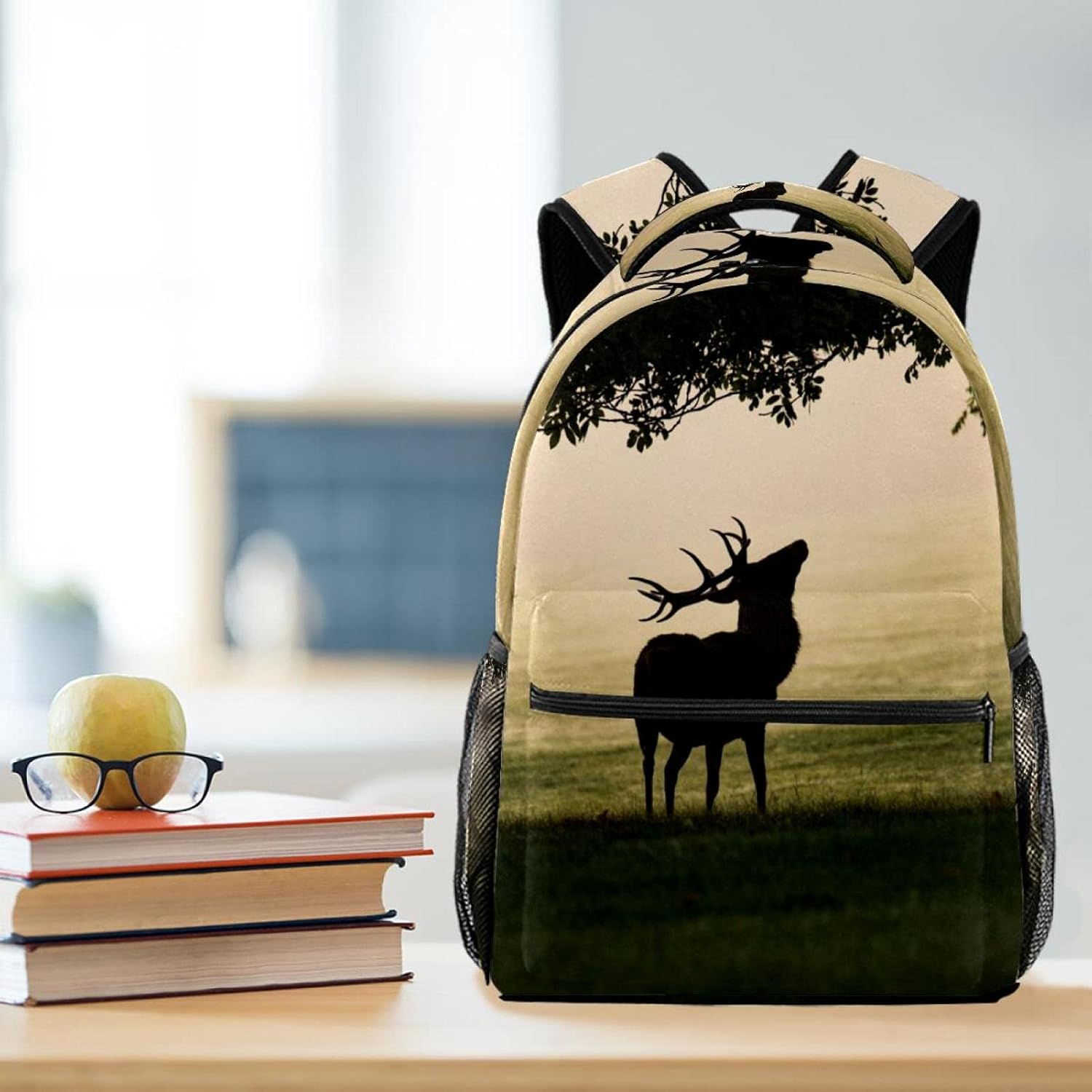 Red Deer Ant Antler Backpack Students Shoulder Bags Travel Bag College School Tote Backpacks image number 1