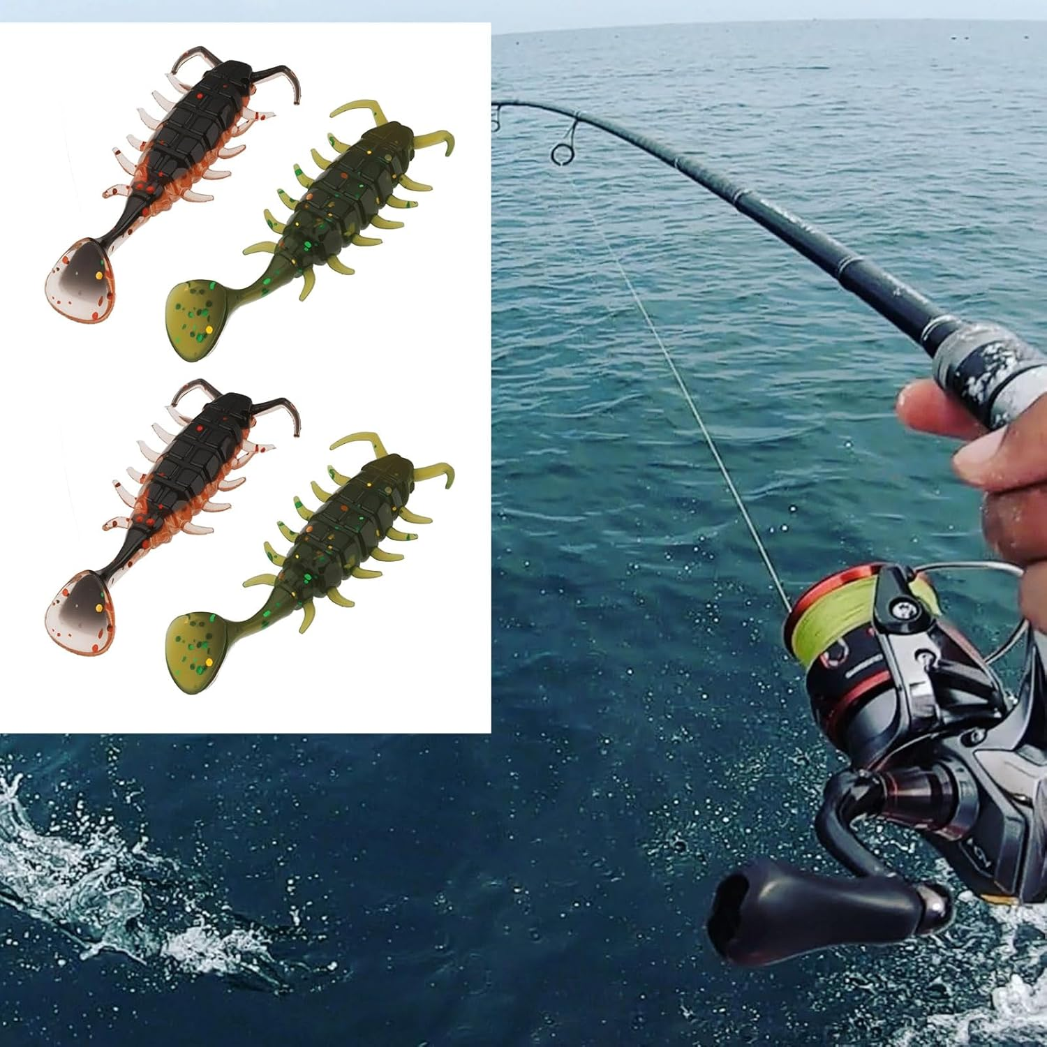 Briny River 50Pcs Insect Soft Fish Bait 3.5Cm Worm Shape Plastic Fishing Lures Suitable for Freshwater Seawater Fish image number 1