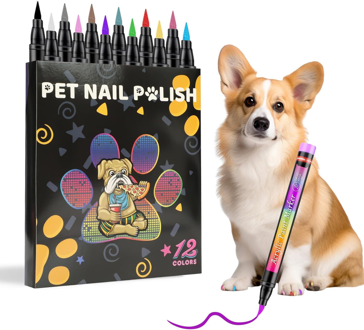 Nail Polish DIY Beautiful Dog Nails Ideas 12 Colors Odorless Fast Drying Safe Pet Paint Pen Set for Dogs Nail Polish Dog Pet Pens